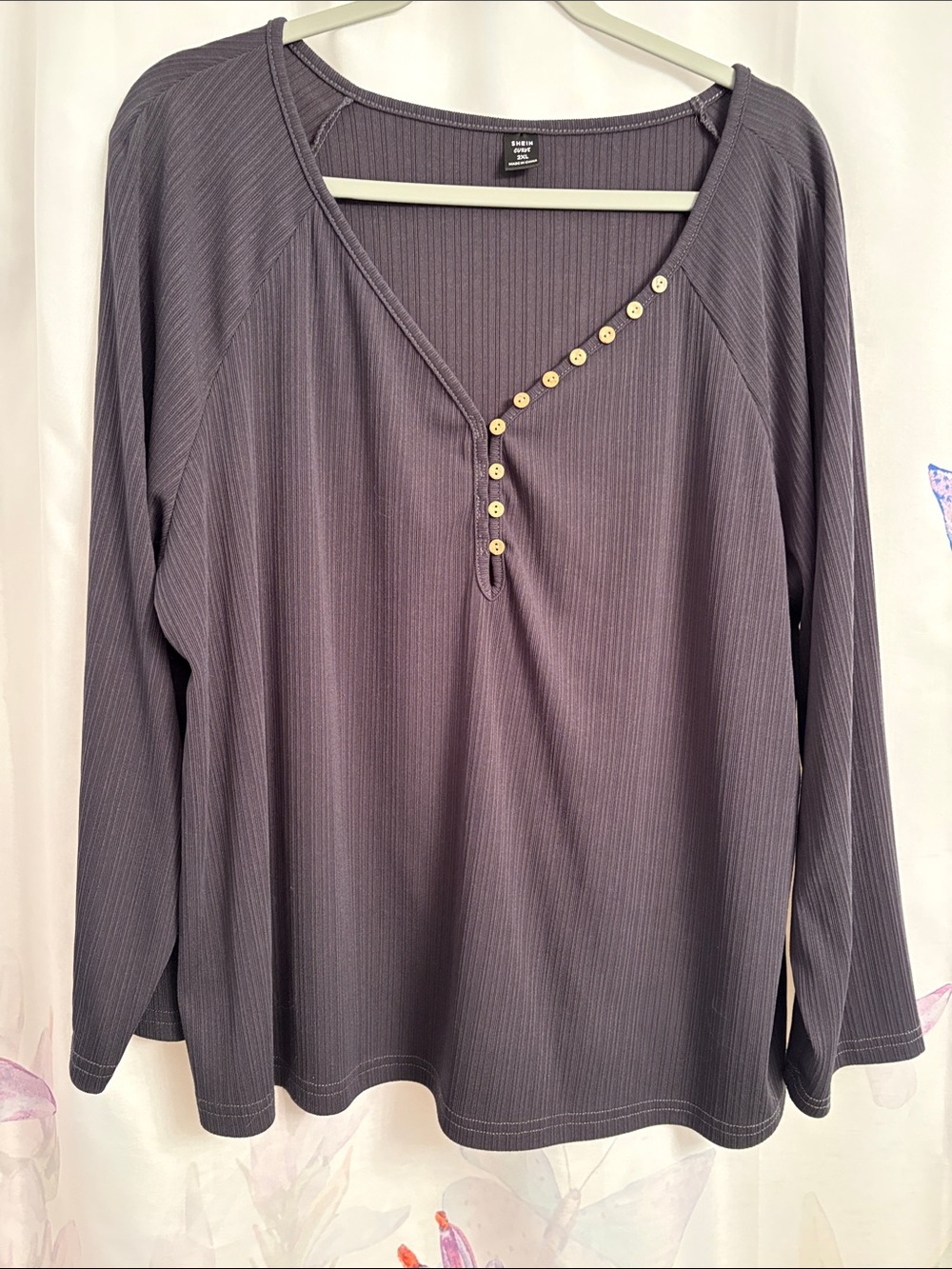 SHEIN 2X Long-Sleeve Henley with Buttons